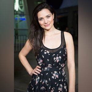 Kimchi Blue black floral mini dress size large (needs repair at button loop)